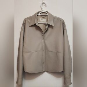 Babaton Button-Up Vegan Leather Crop Jacket
